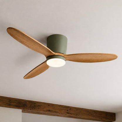 Modern Ceiling Fan with Lights Flush Mount Copper Blades LED 6-Speed DC Motor 2400lm
