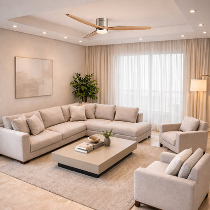 Modern Ceiling Fan with Lights Remote Control Wood Blades 6-Speed DC Motor Energy Efficient LED
