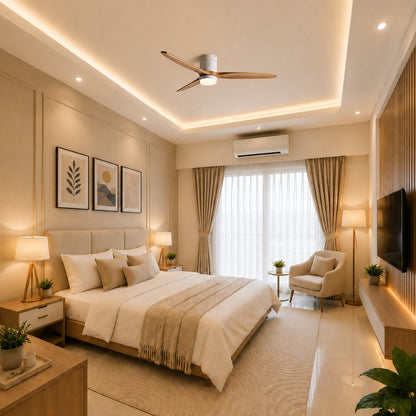 Modern Ceiling Fan with Lights Remote Control Wood Blades 6-Speed DC Motor Energy Efficient LED
