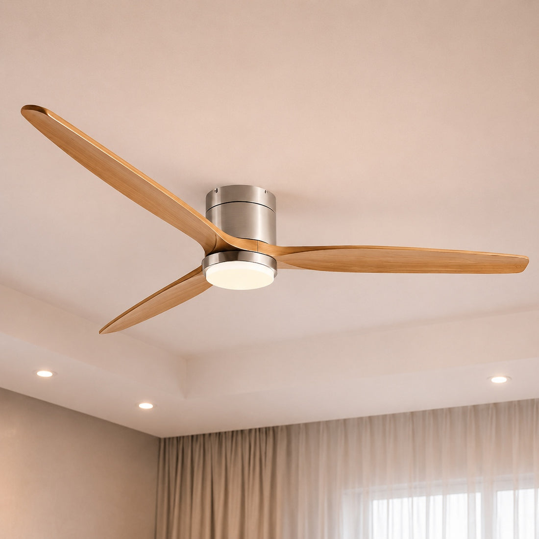 Modern Ceiling Fan with Lights Remote Control Wood Blades 6-Speed DC Motor Energy Efficient LED