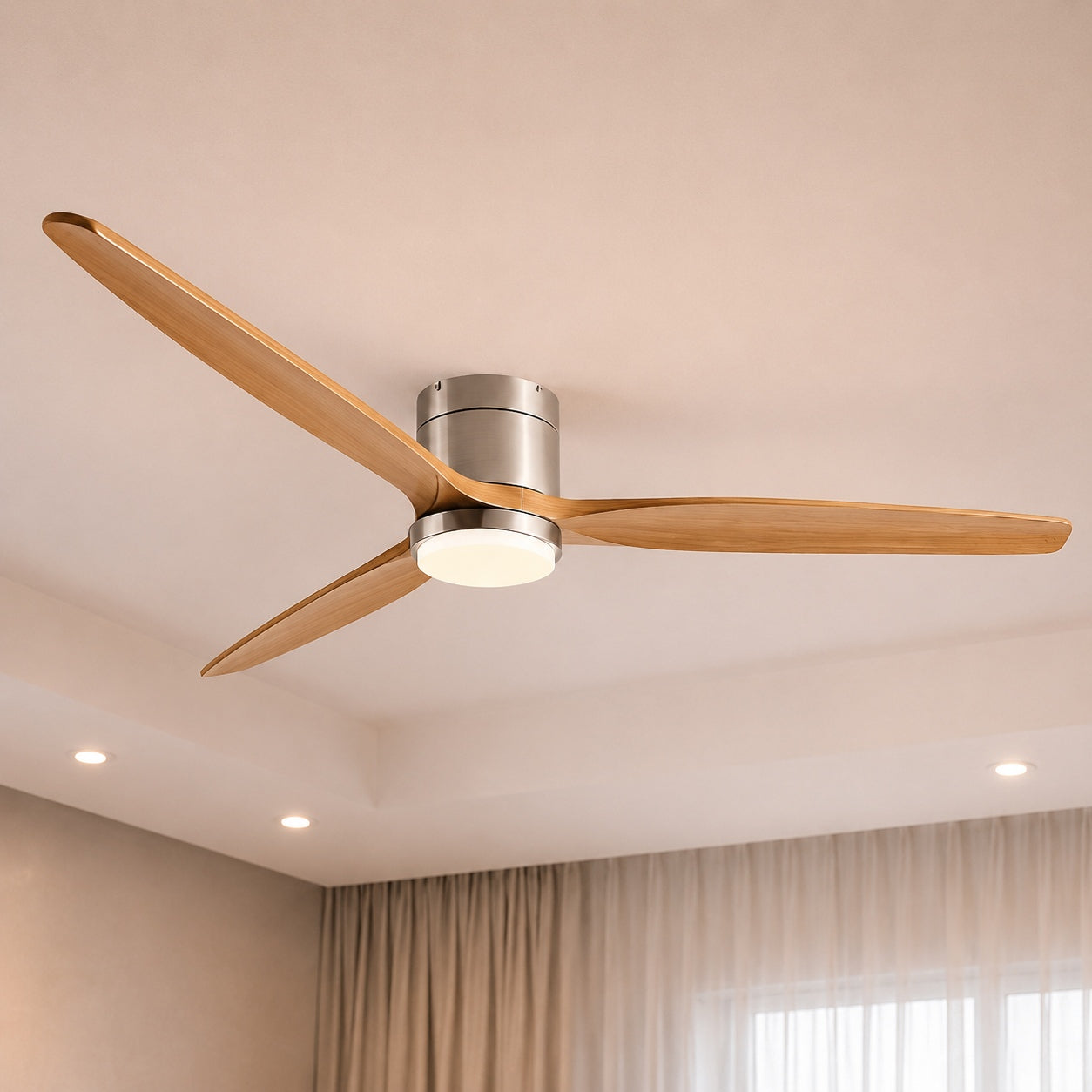 Modern Ceiling Fan with Lights Remote Control Wood Blades 6-Speed DC Motor Energy Efficient LED