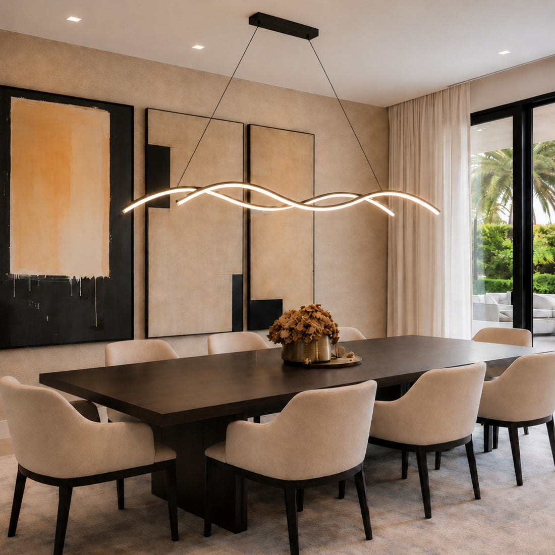 Modern Pendant Light Adjustable Hanging Aluminum LED Dimmable for Kitchen Island and Dining Room