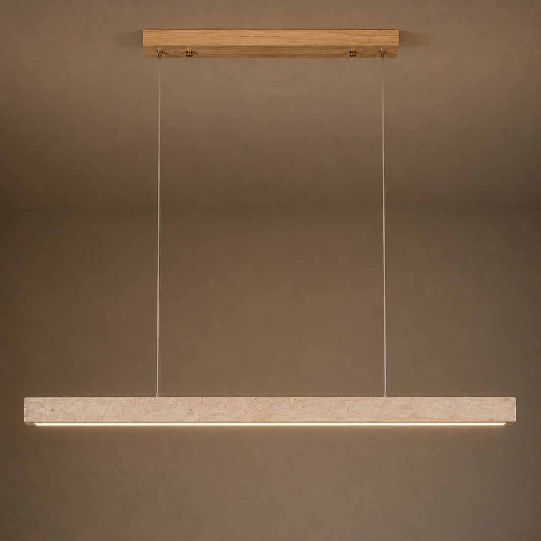 Modern Pendant Lamp Adjustable Height LED Lighting Travertine Shade for Kitchen Island