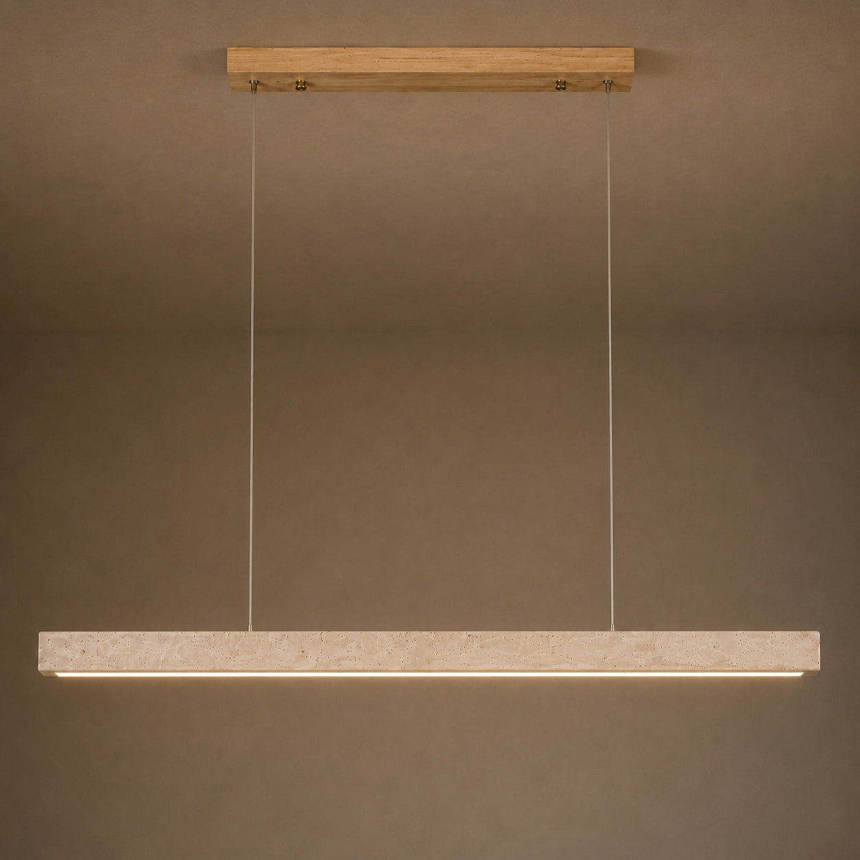 Modern Pendant Lamp Adjustable Height LED Lighting Travertine Shade for Kitchen Island