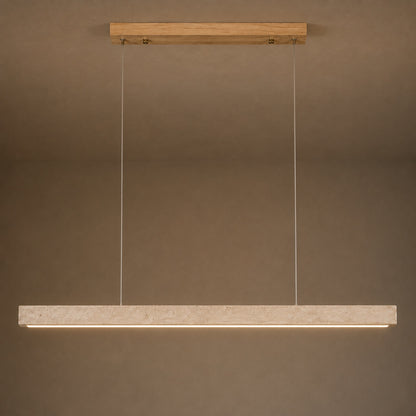 Modern Pendant Lamp Adjustable Height LED Lighting Travertine Shade for Kitchen Island