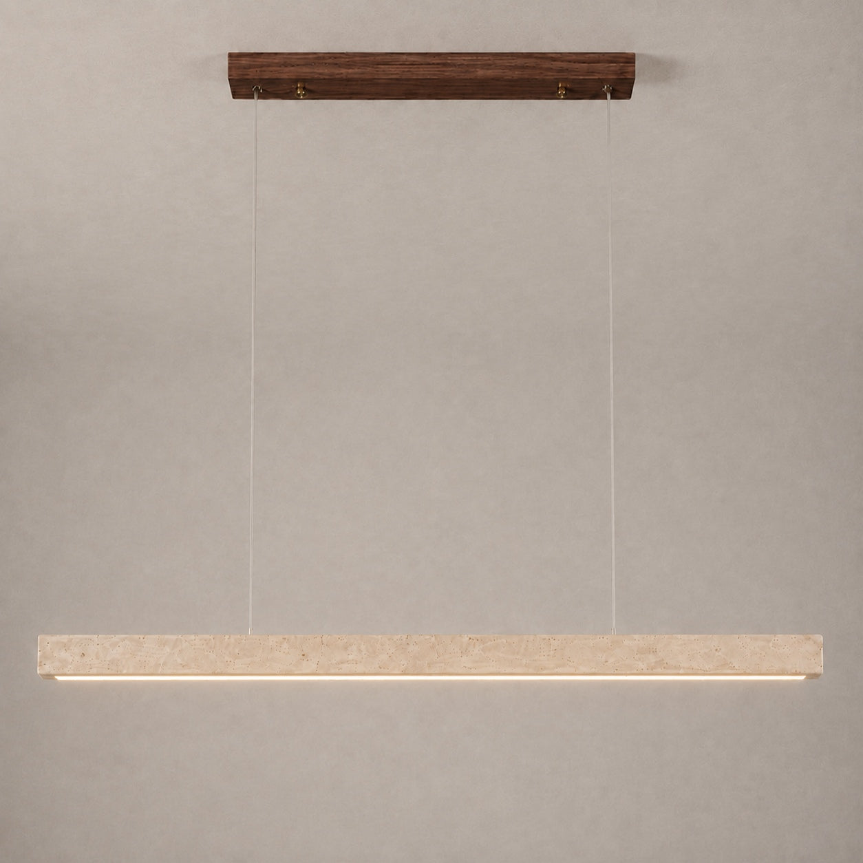 Modern Pendant Lamp Adjustable Height LED Lighting Travertine Shade for Kitchen Island