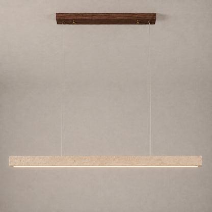 Modern Pendant Lamp Adjustable Height LED Lighting Travertine Shade for Kitchen Island
