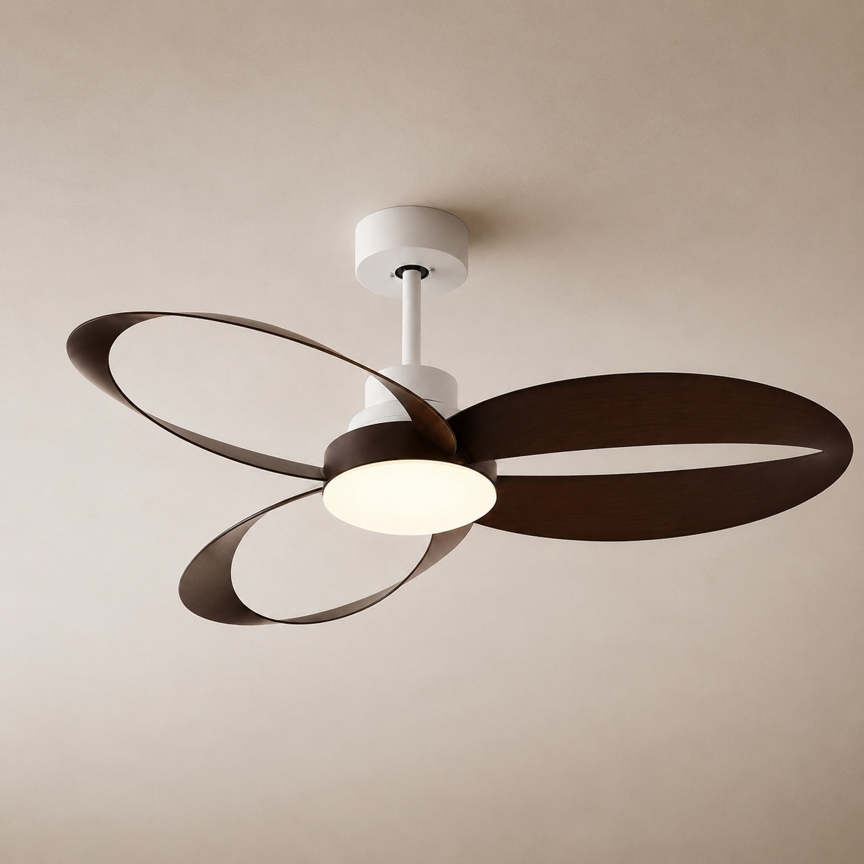 Modern Minimalist Flush Mount Ceiling Fan with LED Light and 6-Speed DC Motor