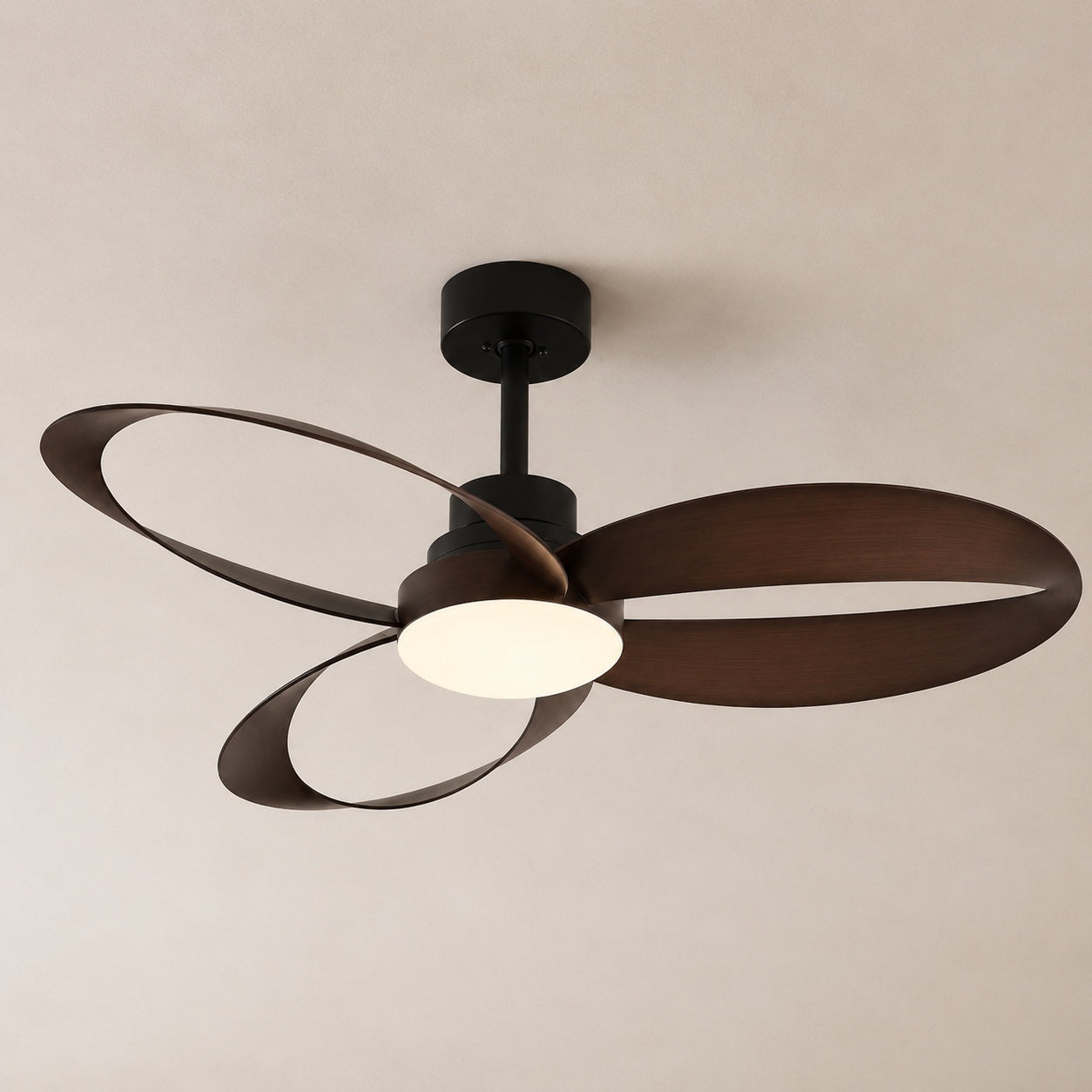 Modern Minimalist Flush Mount Ceiling Fan with LED Light and 6-Speed DC Motor