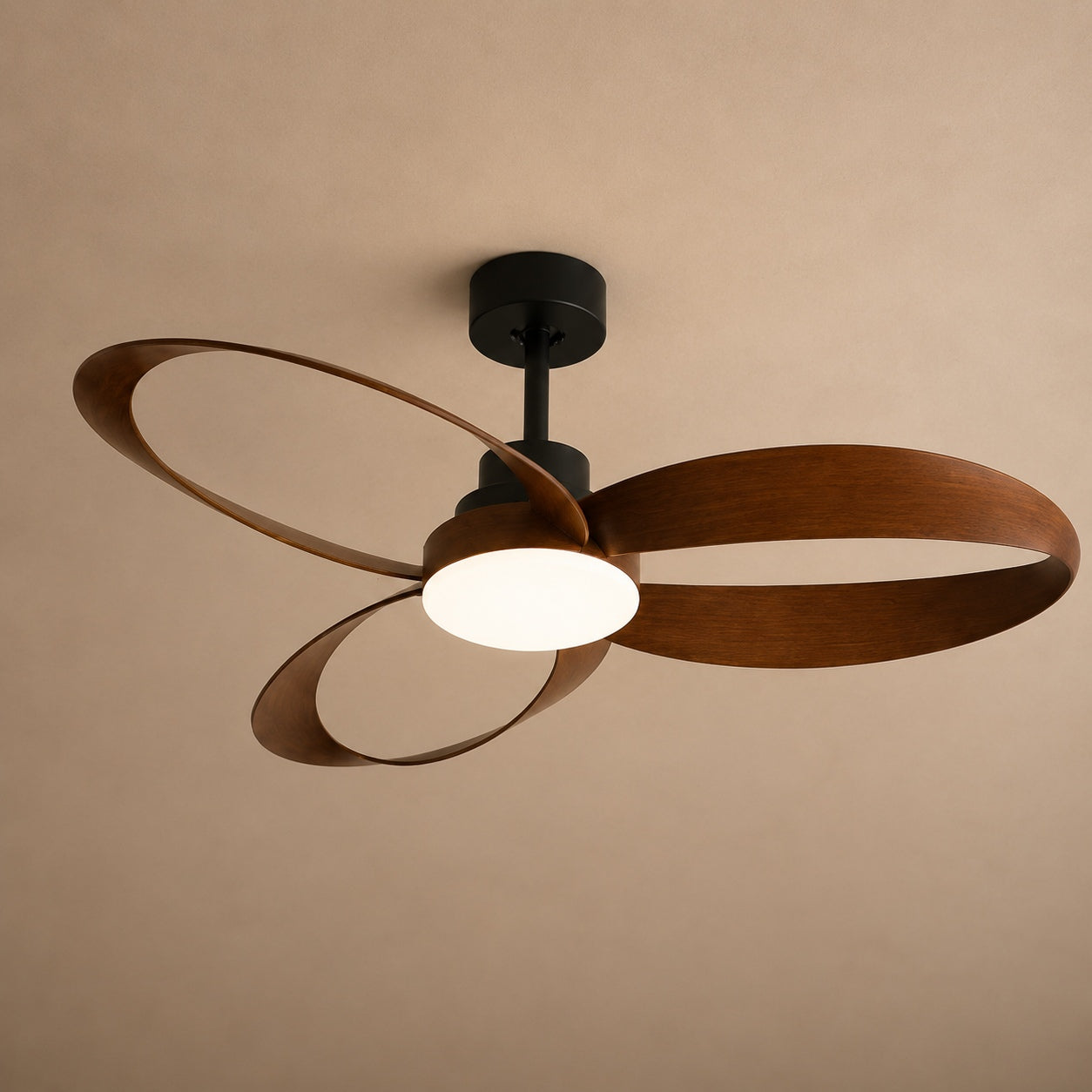 Modern Minimalist Flush Mount Ceiling Fan with LED Light and 6-Speed DC Motor