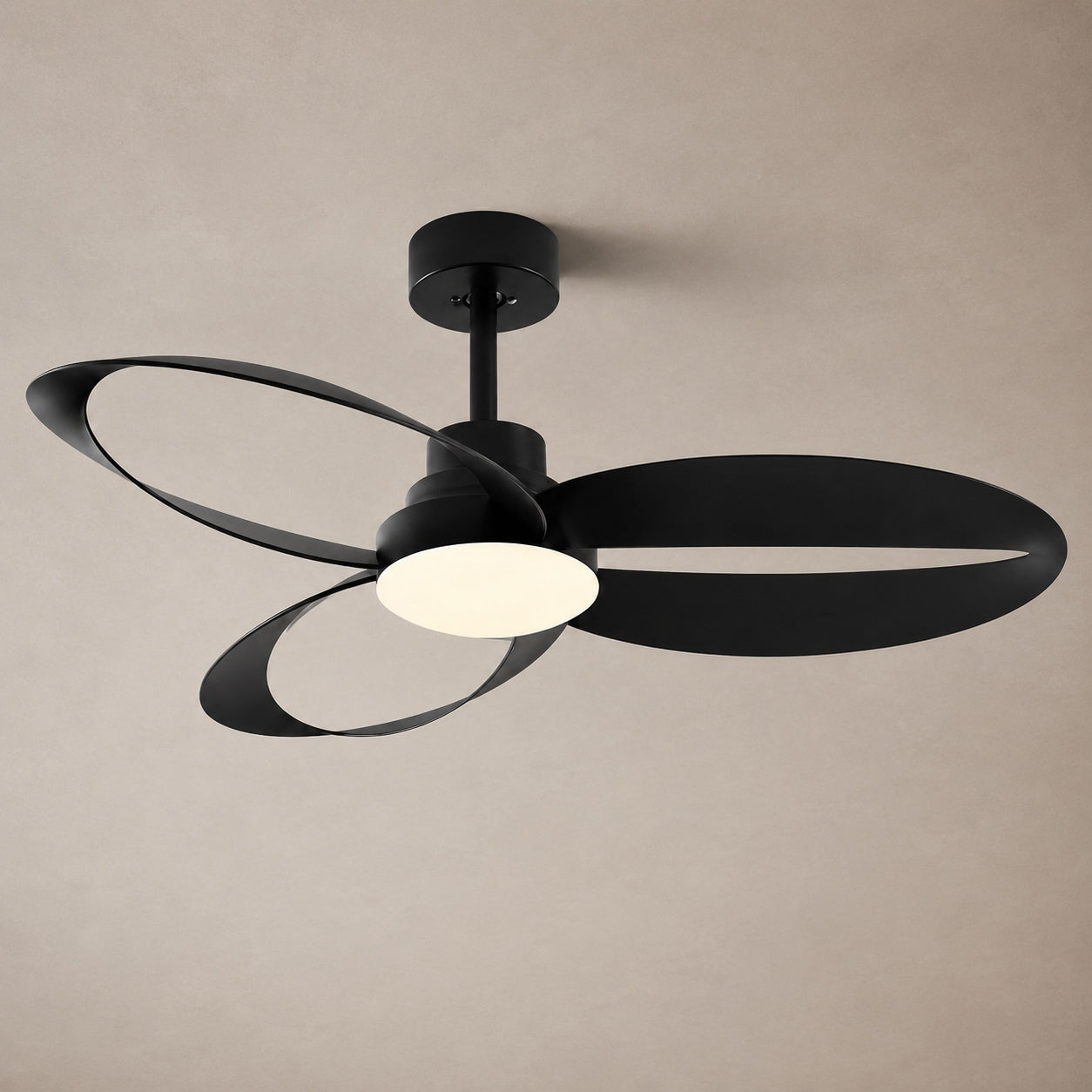 Modern Minimalist Flush Mount Ceiling Fan with LED Light and 6-Speed DC Motor