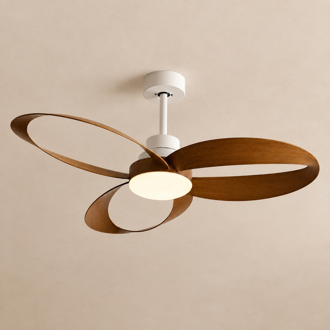 Modern Minimalist Flush Mount Ceiling Fan with LED Light and 6-Speed DC Motor