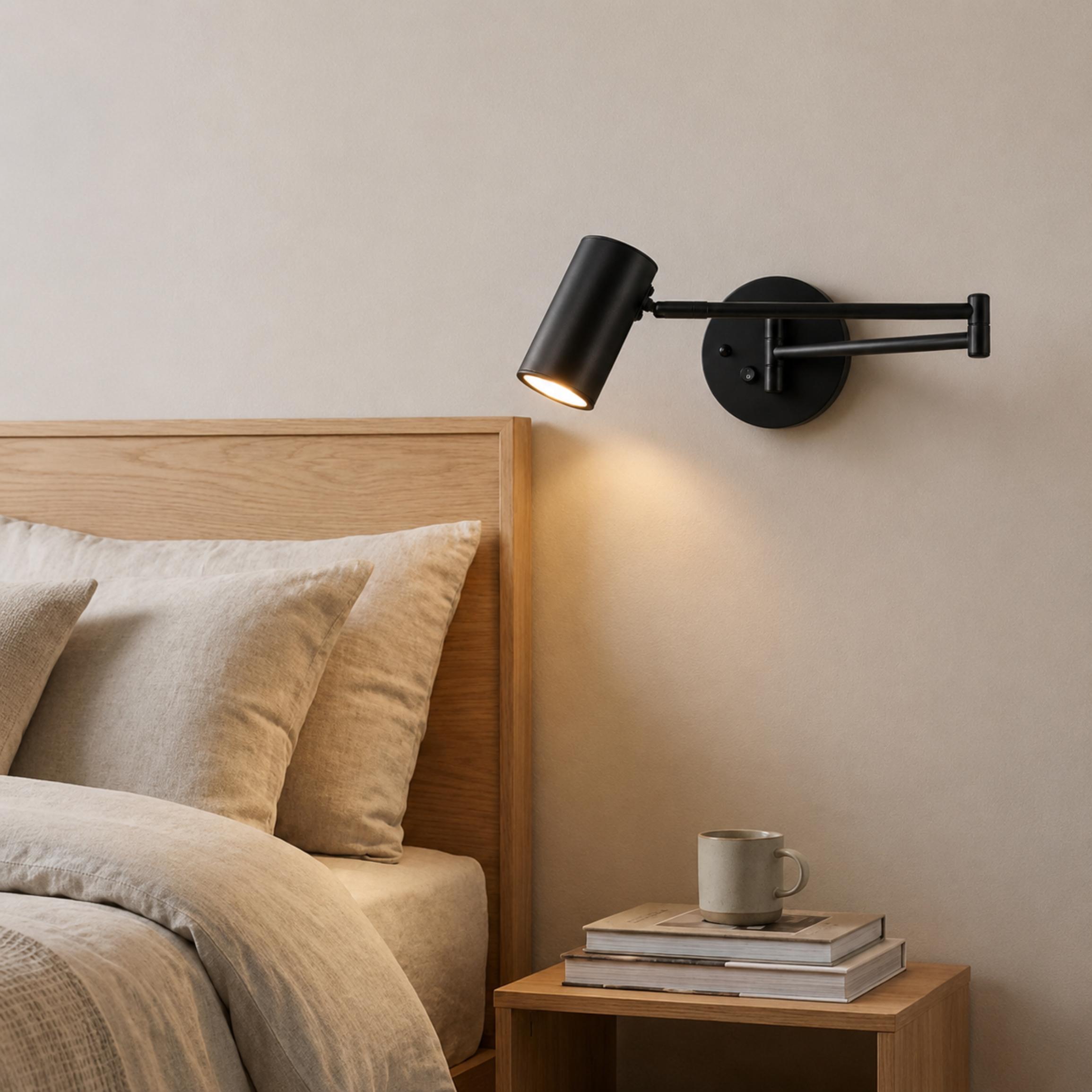 Industrial Wall Light Adjustable Swing Arm Metal Brass Matte Black LED Compatible Sconce