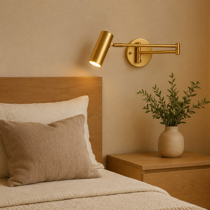 Industrial Wall Light Adjustable Swing Arm Metal Brass Matte Black LED Compatible Sconce
