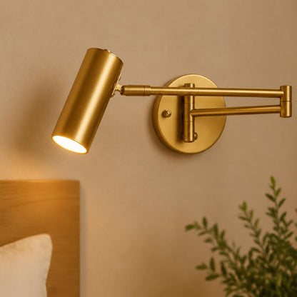 Industrial Wall Light Adjustable Swing Arm Metal Brass Matte Black LED Compatible Sconce