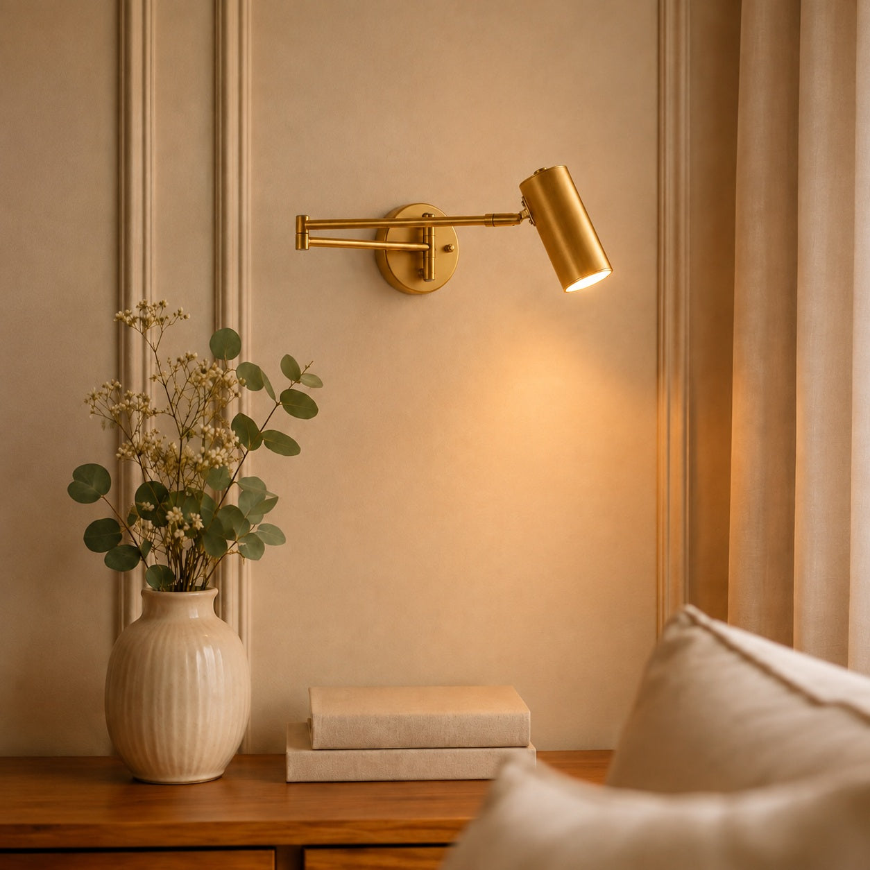 Industrial Wall Light Adjustable Swing Arm Metal Brass Matte Black LED Compatible Sconce