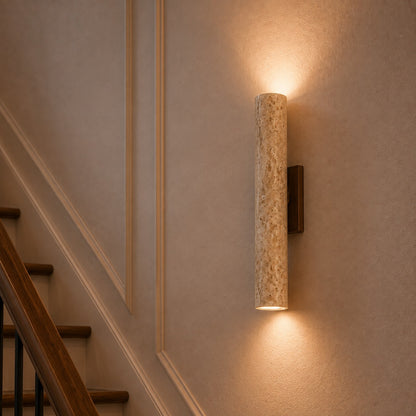 Minimalist Wall Light Up Down Sconce Travertine Stone LED 3000K Warm White Hardwired