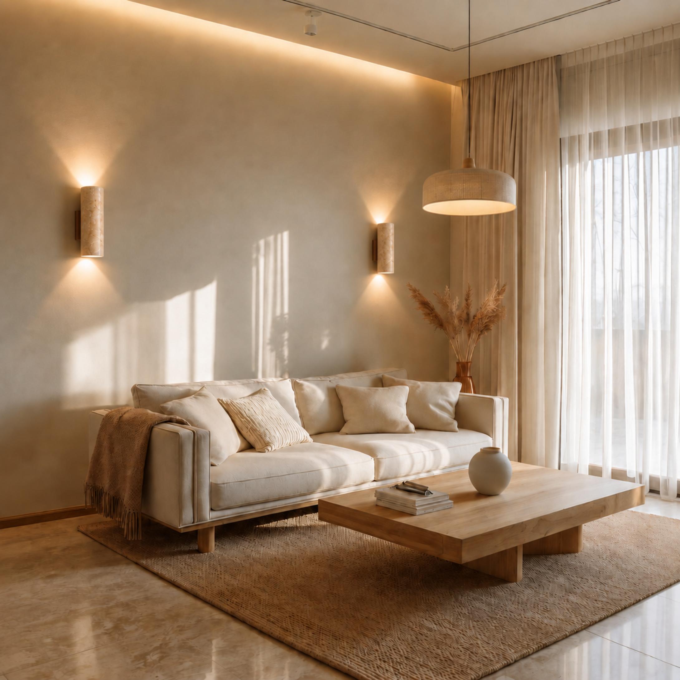 Minimalist Wall Light Up Down Sconce Travertine Stone LED 3000K Warm White Hardwired