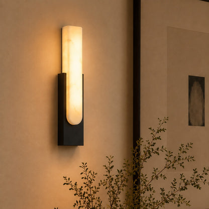 Modern Wall Light Alabaster Flush Mount Integrated LED Sconce for Indoor Use