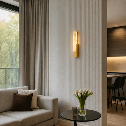 Modern Wall Light Alabaster Flush Mount Integrated LED Sconce for Indoor Use