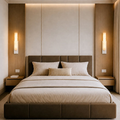 Modern Wall Light Alabaster Flush Mount Integrated LED Sconce for Indoor Use