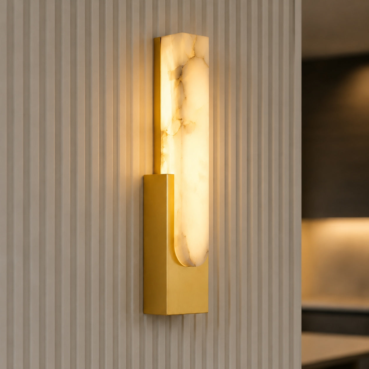 Modern Wall Light Alabaster Flush Mount Integrated LED Sconce for Indoor Use