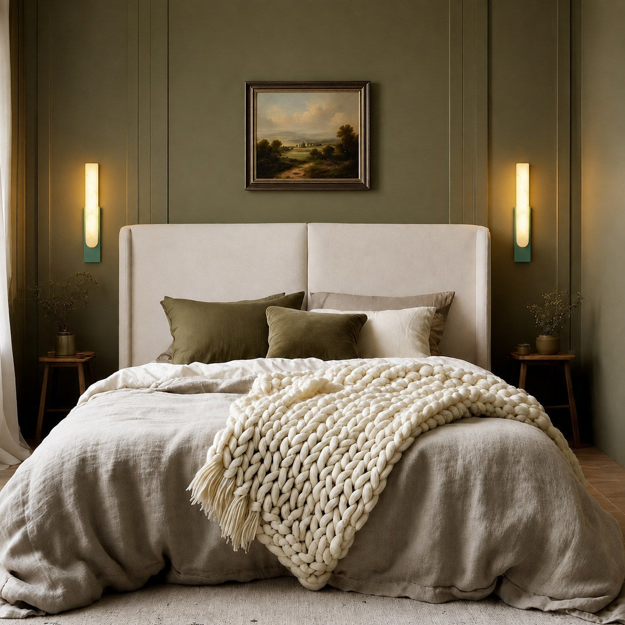 Modern Wall Light Alabaster Flush Mount Integrated LED Sconce for Indoor Use