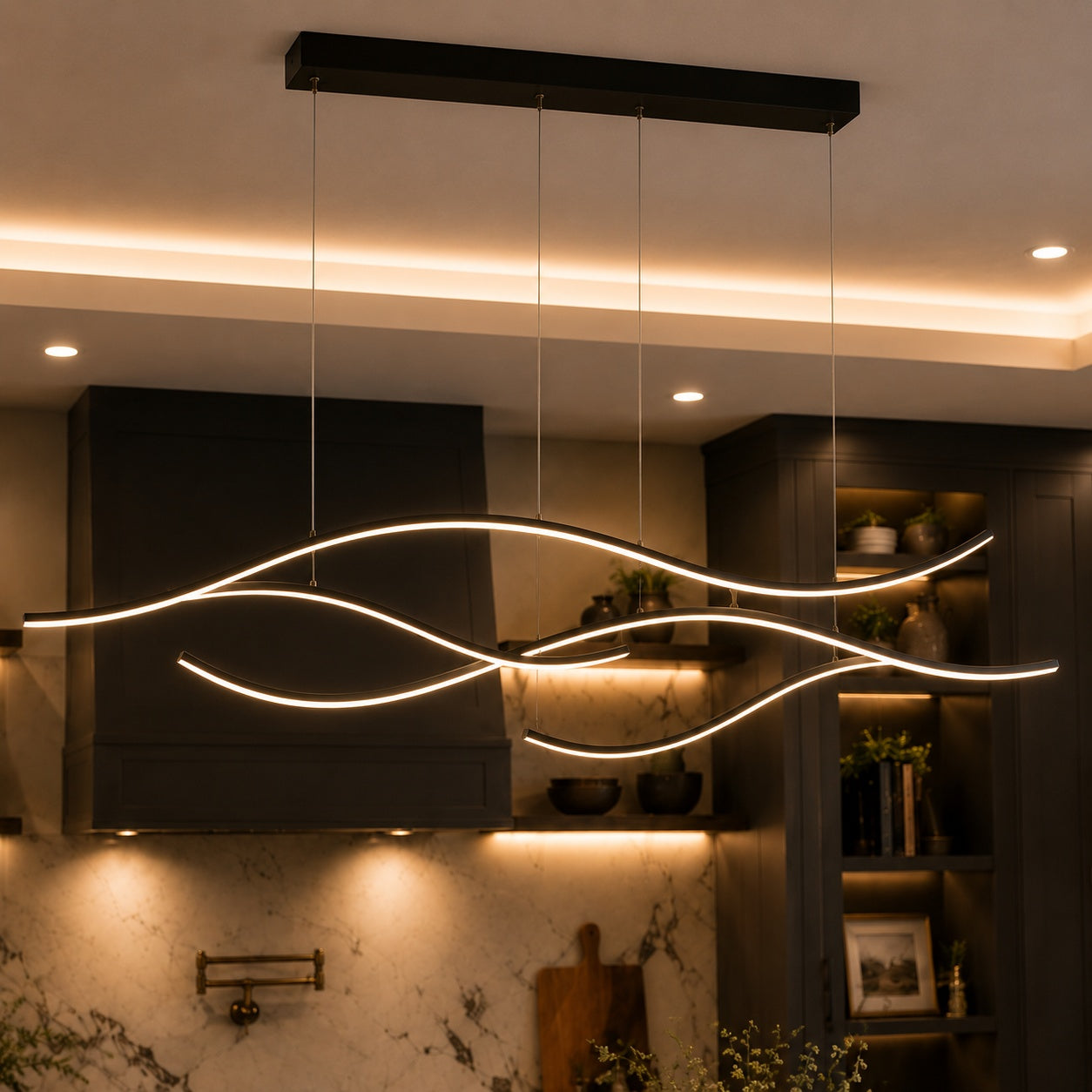 Modern LED Pendant Light Adjustable Hanging Metal with Silicone Shade for Kitchen Island