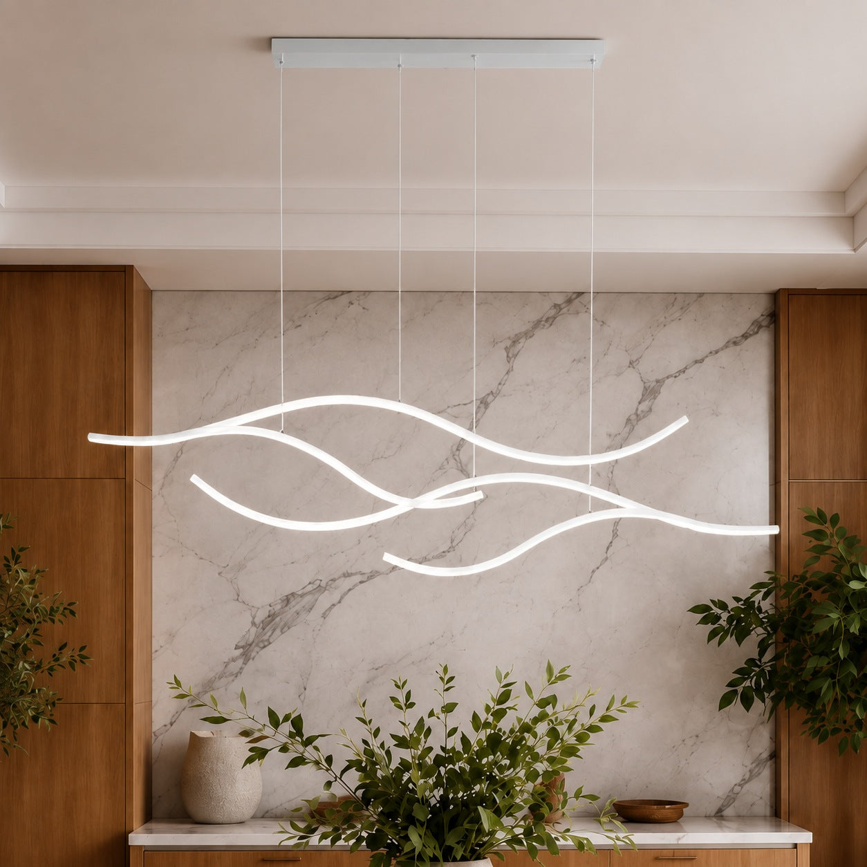 Modern LED Pendant Light Adjustable Hanging Metal with Silicone Shade for Kitchen Island