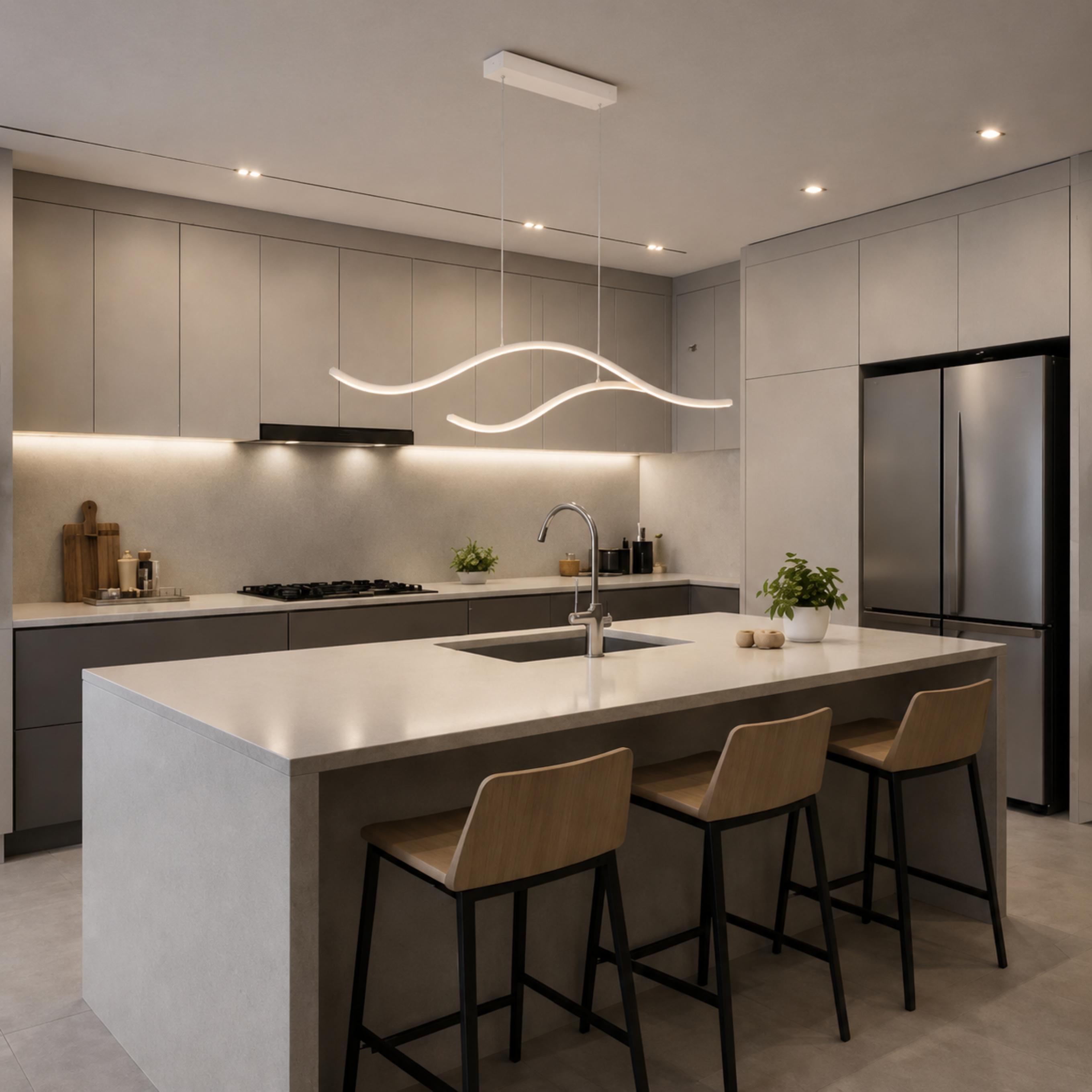 Modern LED Pendant Light Adjustable Hanging Metal with Silicone Shade for Kitchen Island