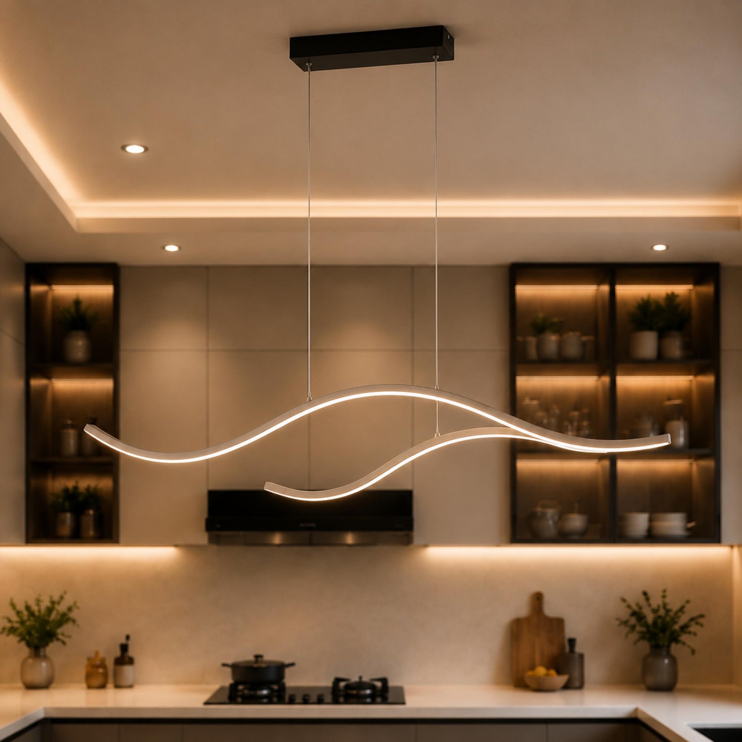 Modern LED Pendant Light Adjustable Hanging Metal with Silicone Shade for Kitchen Island