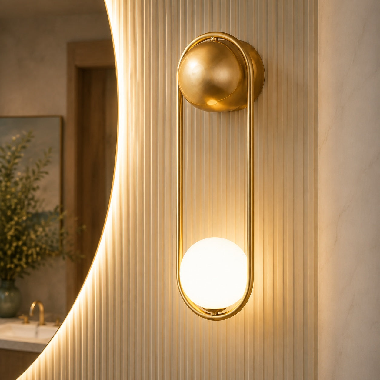 Modern Wall Light Sconce Wall Mounted Brass Glass LED Fixture Adjustable G9 Base 15cm Diameter