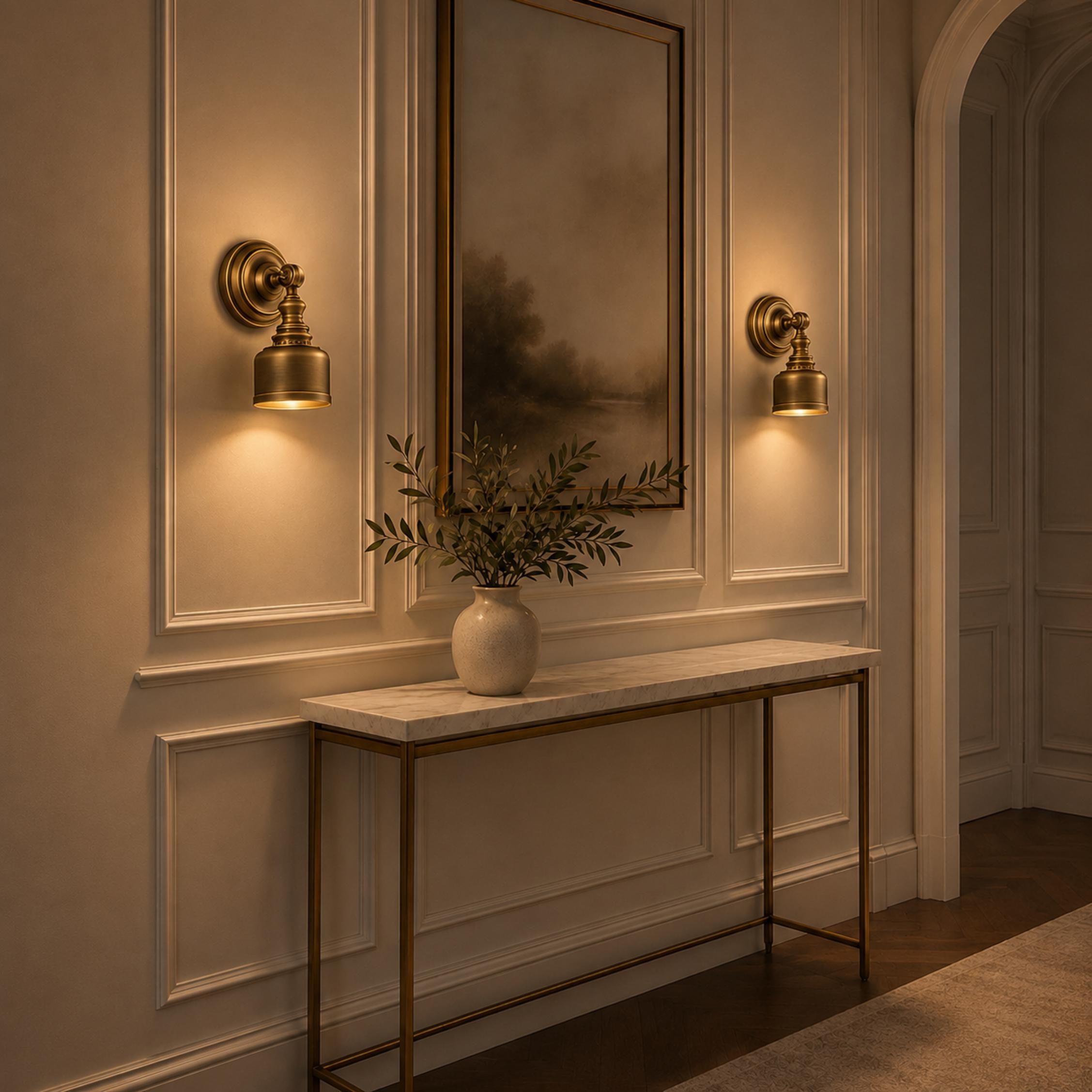 Modern Minimalist Wall Light Wall Mounted Solid Brass LED Compatible Sconce for Indoor Use