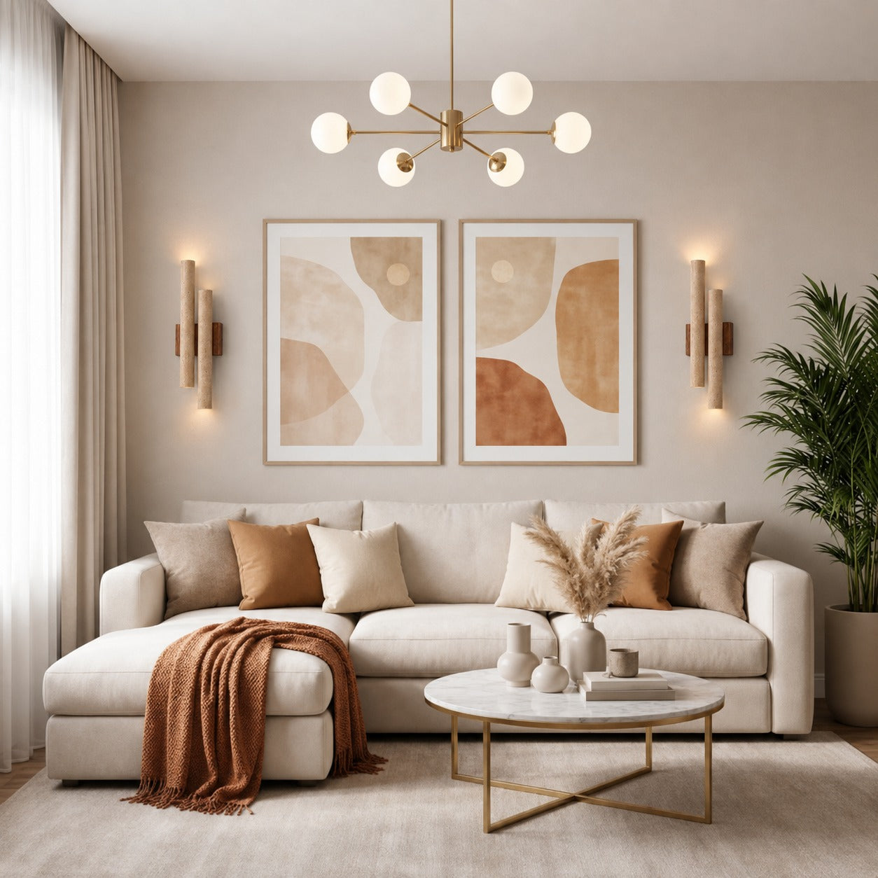 Modern Wall Light Wall Mounted Natural Travertine Shade Walnut Wood Base LED Compatible G9 Bulb