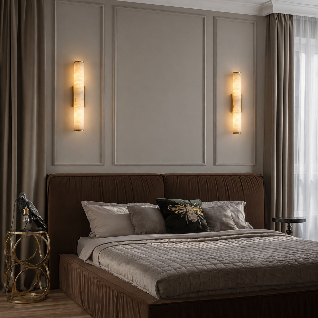 Modern Wall Sconce Wall Mounted Resin with Copper Accents LED Warm White Light for Indoor Use