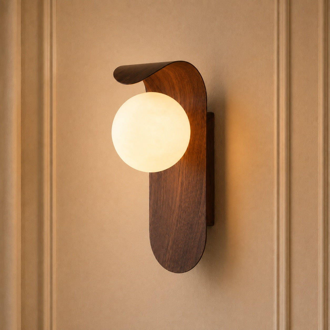 Modern Wall Light Wall Mounted Wood Sconce Opal Glass Dimmable for Elegant Interiors