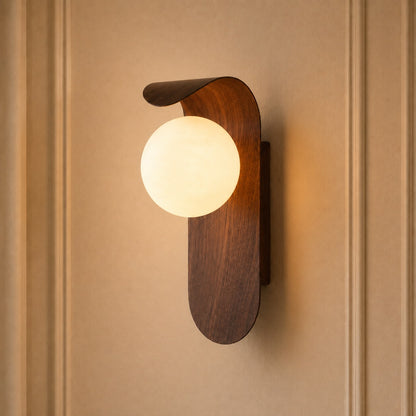 Modern Wall Light Wall Mounted Wood Sconce Opal Glass Dimmable for Elegant Interiors