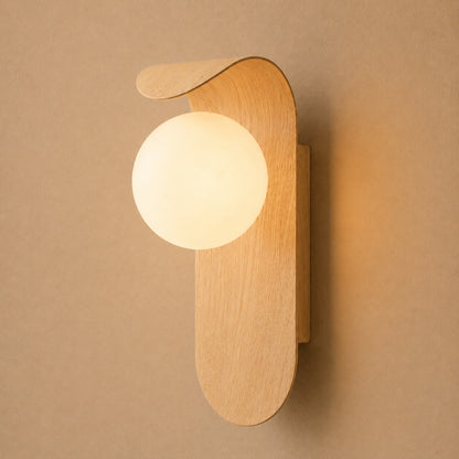 Modern Wall Light Wall Mounted Wood Sconce Opal Glass Dimmable for Elegant Interiors