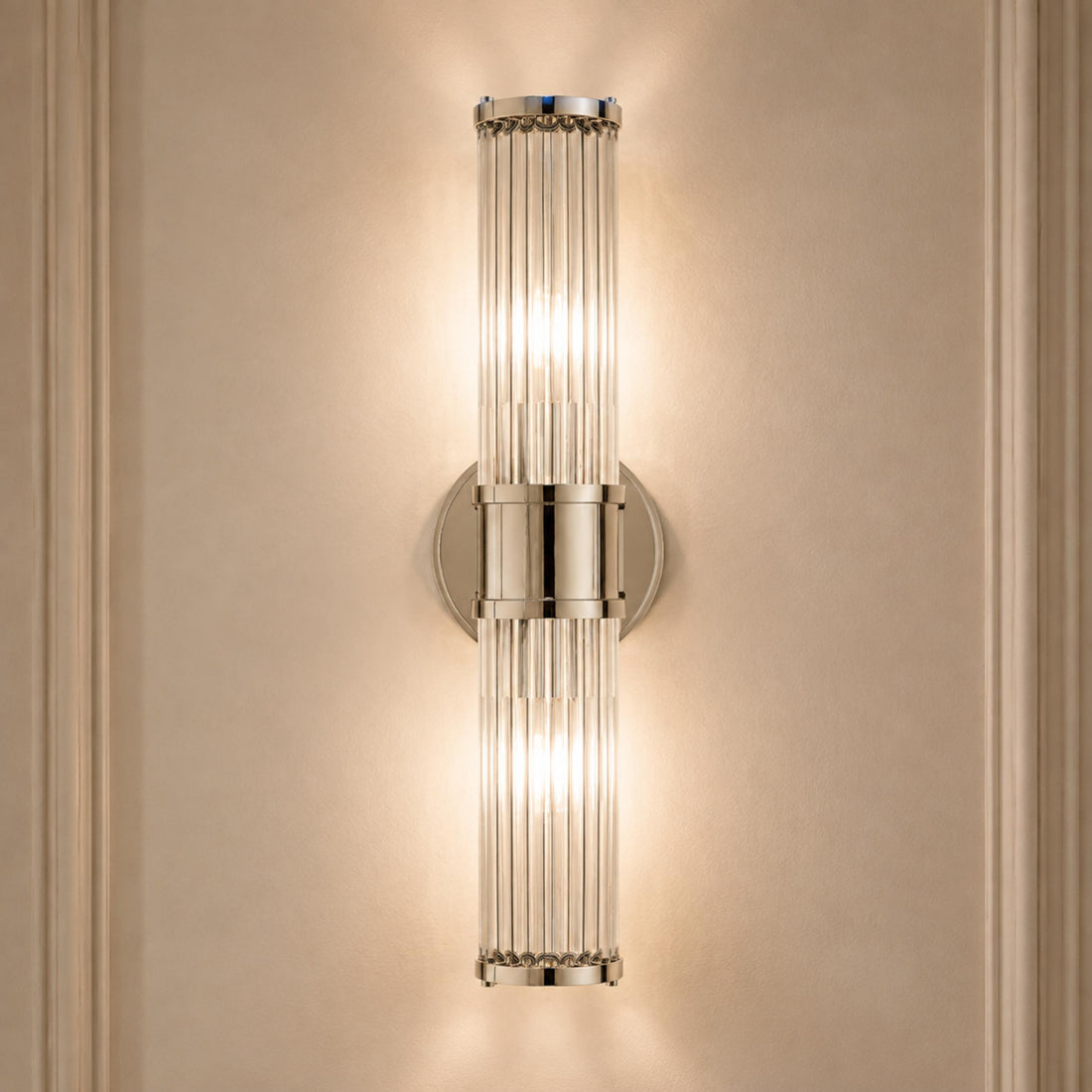 Modern Wall Sconce Wall Mounted Cylinder Glass Shade Iron Chrome Gold Finish LED 3000K