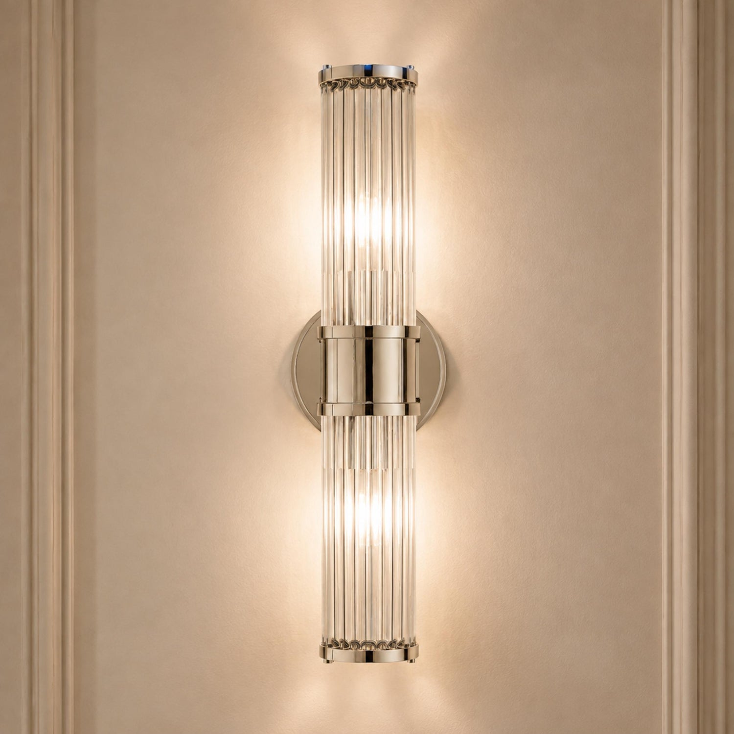 Modern Wall Sconce Wall Mounted Cylinder Glass Shade Iron Chrome Gold Finish LED 3000K