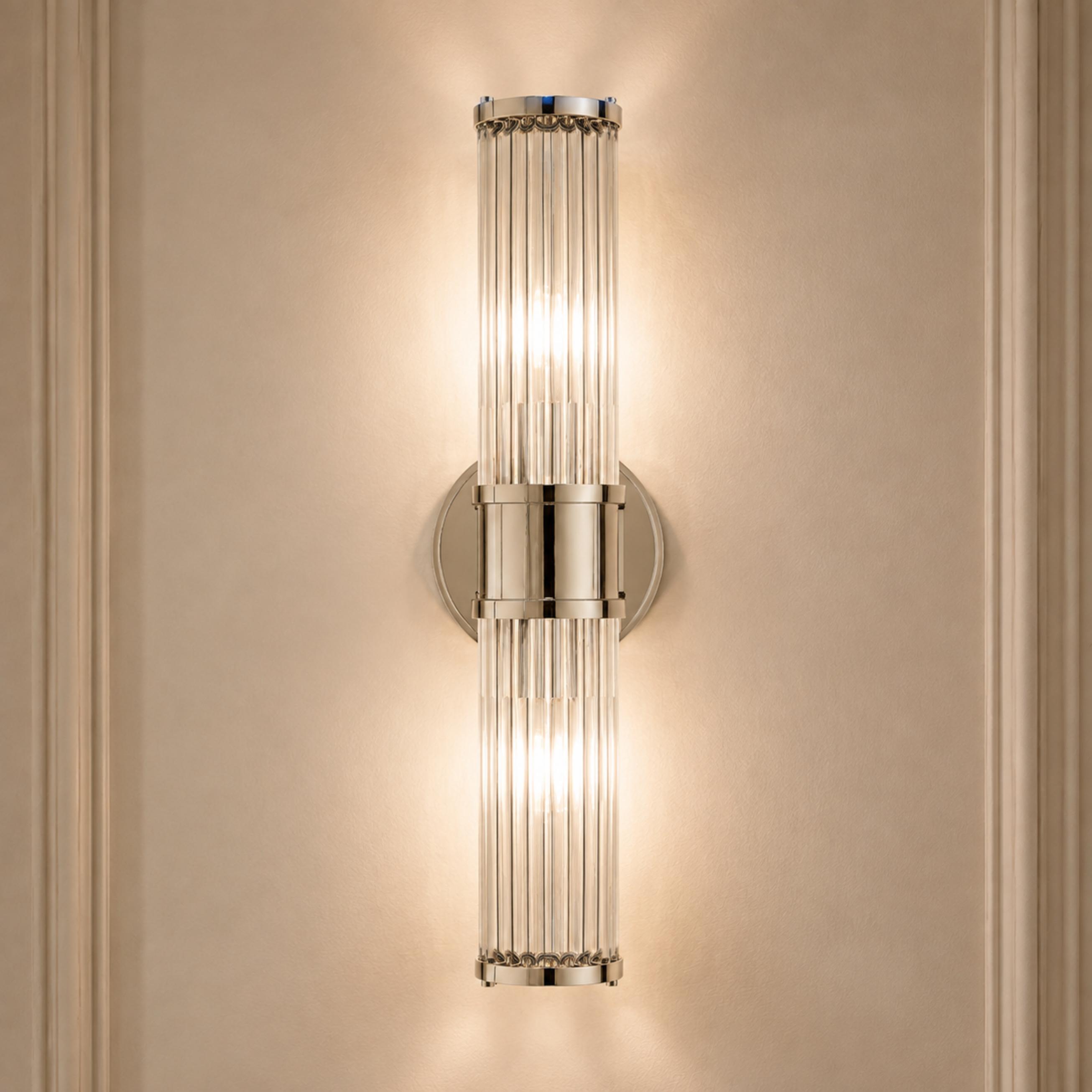 Modern Wall Sconce Wall Mounted Cylinder Glass Shade Iron Chrome Gold Finish LED 3000K