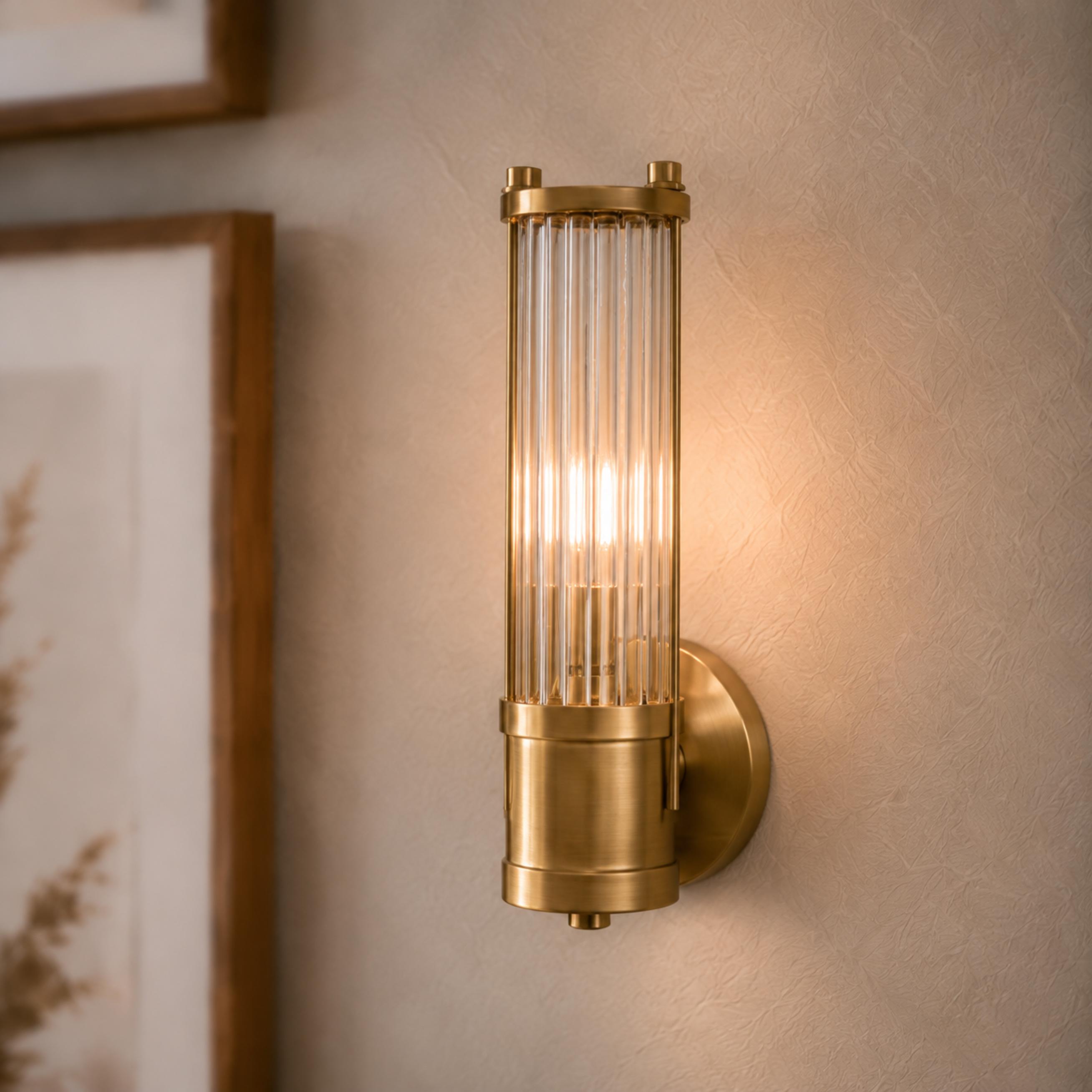 Modern Wall Sconce Wall Mounted Cylinder Glass Shade Iron Chrome Gold Finish LED 3000K