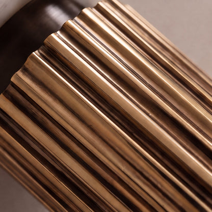 Contemporary Wall Light Wall Mounted Alabaster Cylinder Fluted Copper Base LED Sconce 38cm