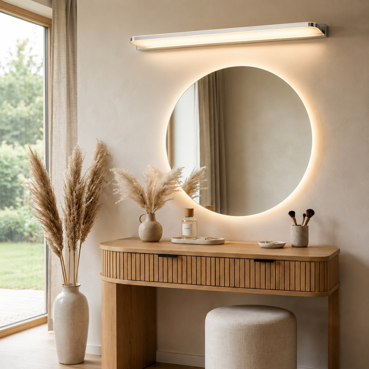 Modern LED Bathroom Vanity Lights Wall Mounted Polished Iron Acrylic Ambient Glow