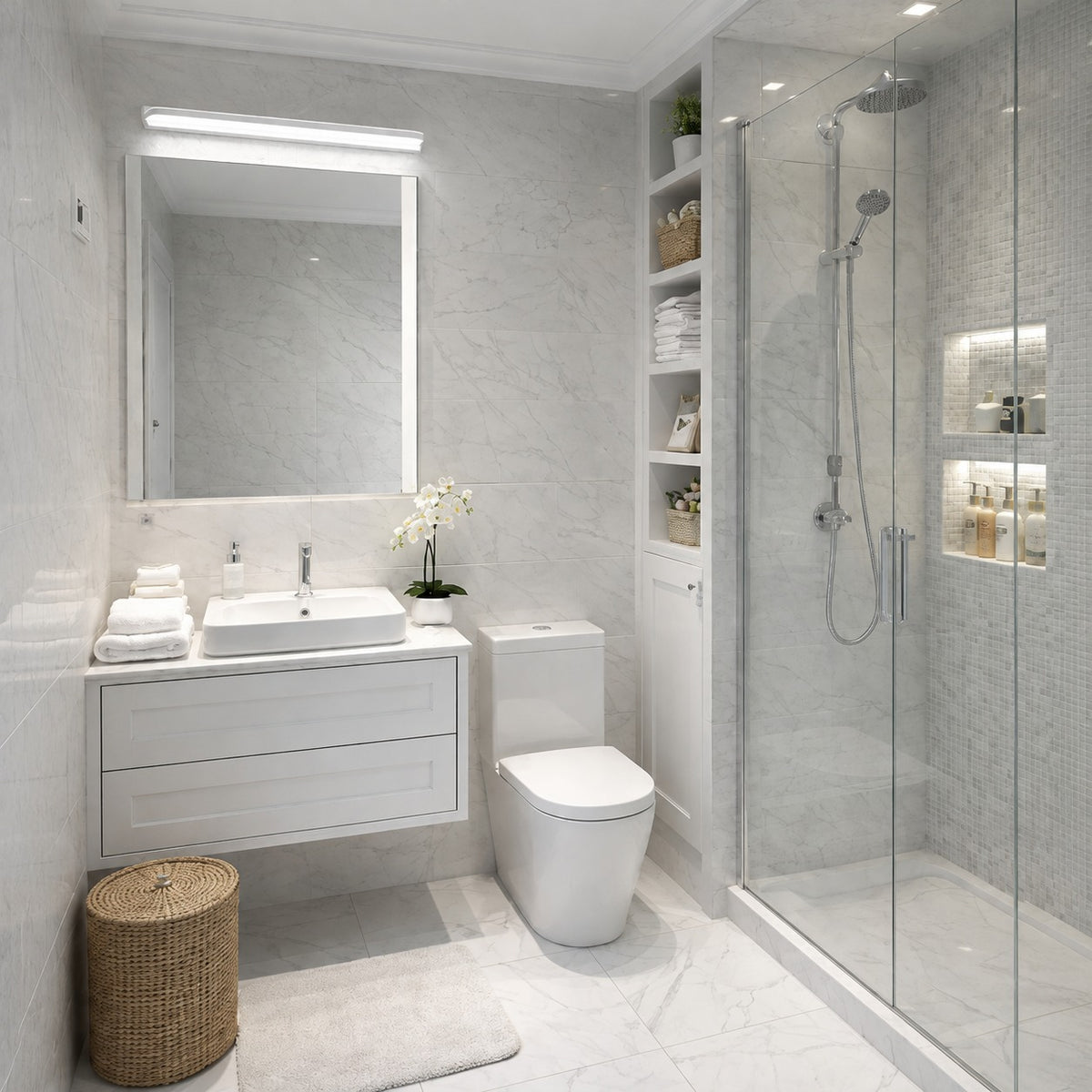 Modern LED Bathroom Vanity Lights Wall Mounted Polished Iron Acrylic Ambient Glow