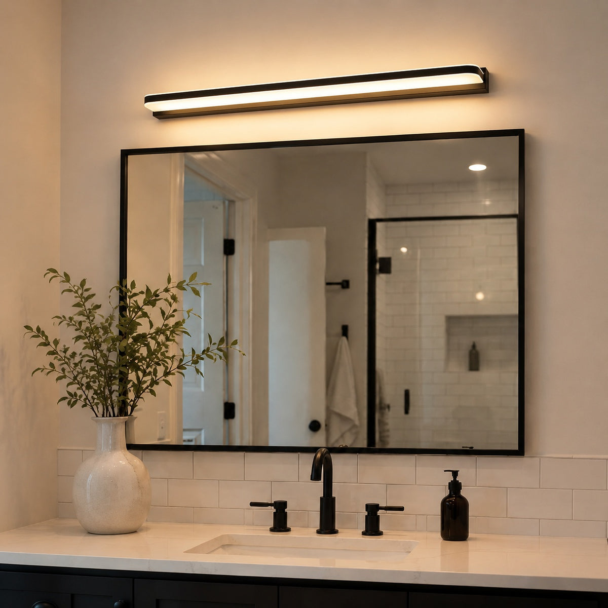 Modern LED Bathroom Vanity Lights Wall Mounted Polished Iron Acrylic Ambient Glow
