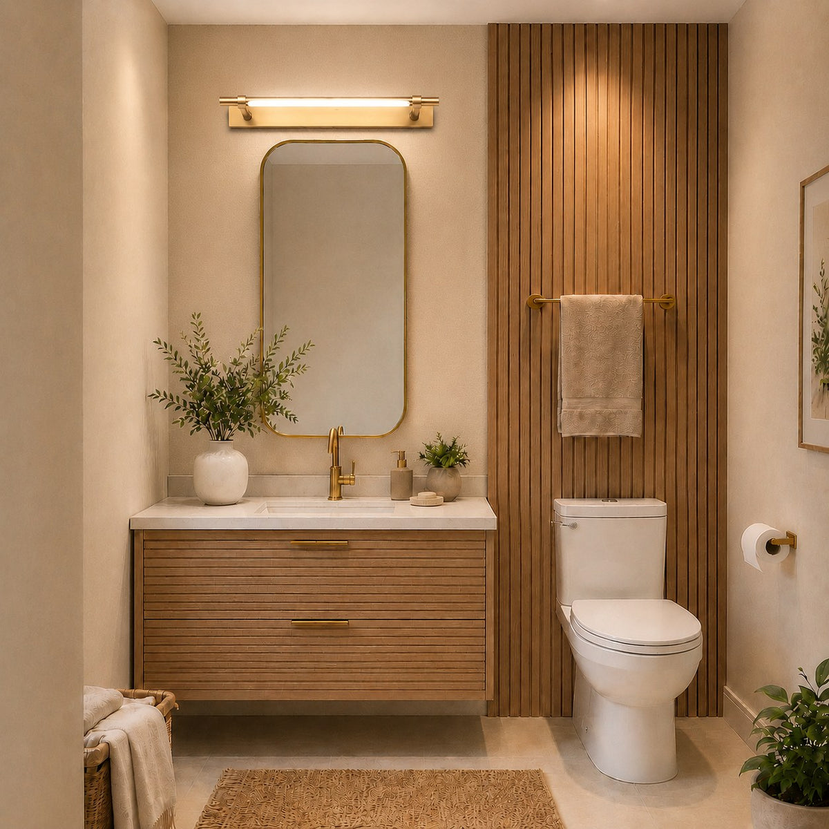 Modern Bathroom Vanity Light Wall Mounted Iron Acrylic LED with Three Color Temperatures