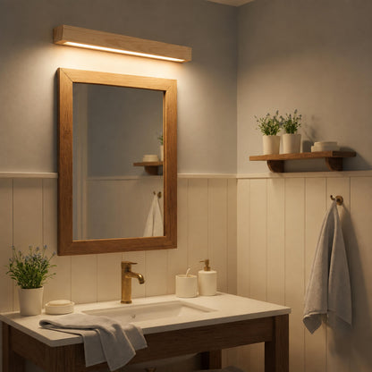 Modern Linear Wall Light Flush Mount Wood LED Fixture Adjustable Brightness 120V-240V