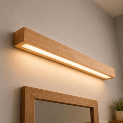 Modern Linear Wall Light Flush Mount Wood LED Fixture Adjustable Brightness 120V-240V