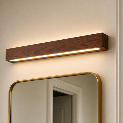 Modern Linear Wall Light Flush Mount Wood LED Fixture Adjustable Brightness 120V-240V